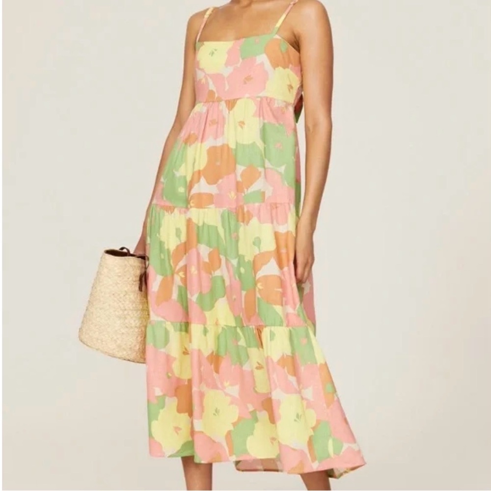 NWOT Social Standard by Sanctuary Floral Smock Back Dress Color Fiesta Sz Large